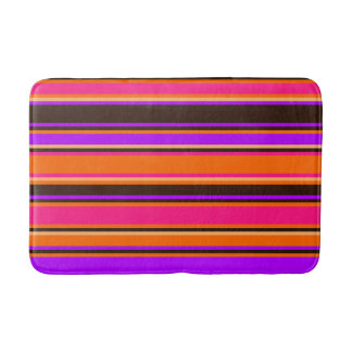 Orange, Magenta, and Purple Striped Bath Mat