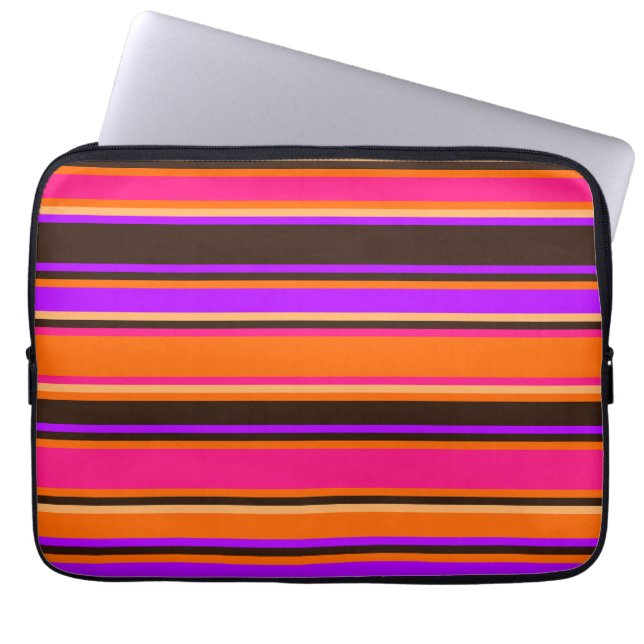 Orange, Magenta, & Purple Striped Electronics Bag (Front)