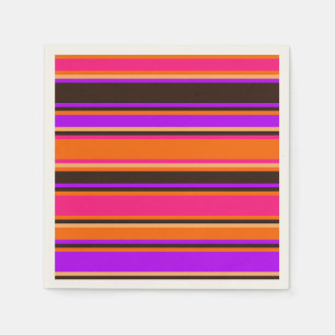 Orange, Magenta, & Purple Striped Paper Napkin
