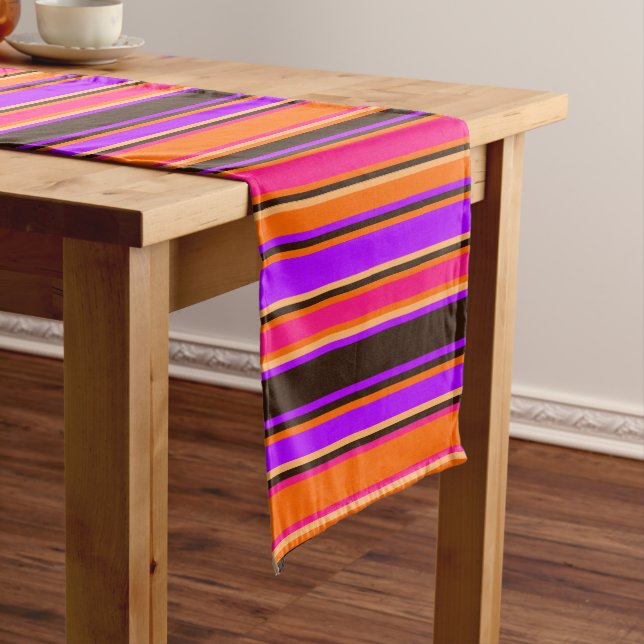 Orange, Magenta, & Purple Striped Table Runner (In Situ)