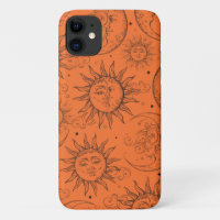 Orange Magic Vintage Celestial Sun Moon Stars