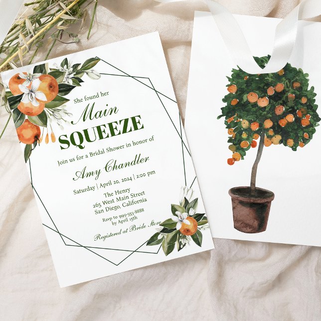 Orange Main Squeeze Bridal Shower Invitation (Creator Uploaded)