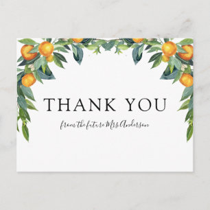 Orange Main Squeeze Bridal Shower Thank You Postcard