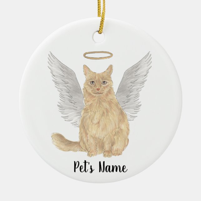 Orange Maine Coon Sympathy Memorial Ceramic Tree Decoration (Front)