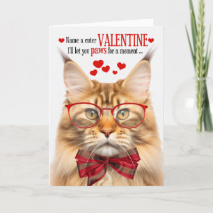 Orange Maine Coon Tabby Cat Humour Valentine's Day Holiday Card