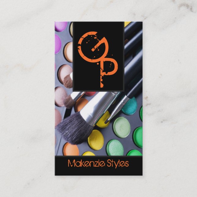 Orange  Make Up Artist Palette Business Card (Front)