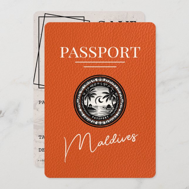 Orange Maldives Passport Save The Date (Front/Back)
