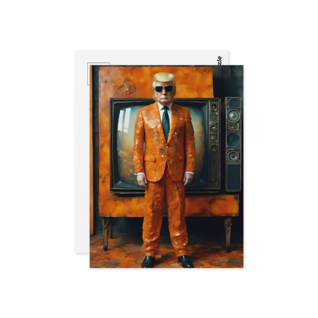 Orange Man Trump Orange Suit Abandoned TVs Postcard (Front/Back In Situ)