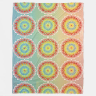 Orange mandala fleece blanket