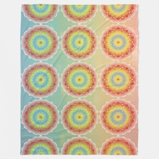 Orange mandala fleece blanket (Front)