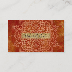 Orange Mandala & Gold Glam Modern Chic Business Card