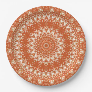 Orange mandala.  paper plate