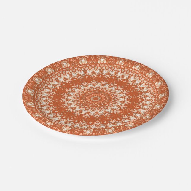 Orange mandala.  paper plate (Angled)