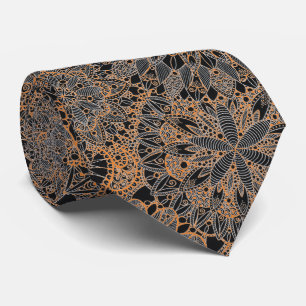 Orange Mandala Pattern Tie