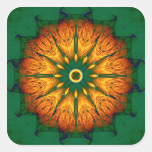 Orange Mandala Square Sticker