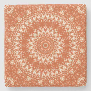 Orange mandala. stone coaster