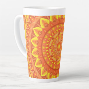 Orange Mandala Warm Boho Pattern Vibrant Cosy Latte Mug