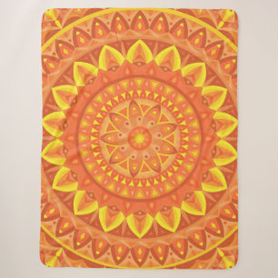 Orange Mandala Warm Cosy Boho Vibrant Pattern Sherpa Blanket