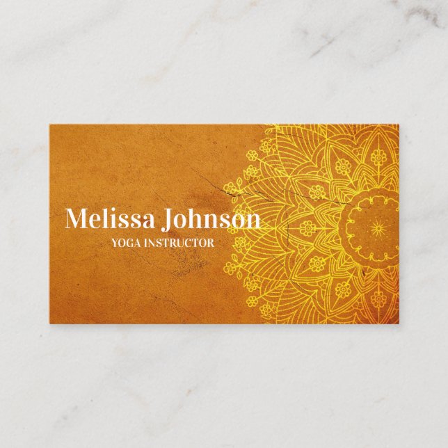 Orange Mandala Yoga Meditation Appointment Card (Front)