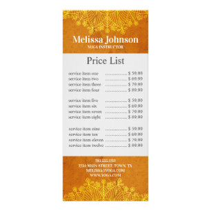 Orange Mandala Yoga Meditation Business Rack Card