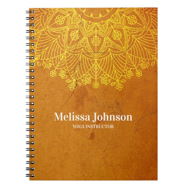 Orange Mandala Yoga Meditation Custom Notebook (Front)