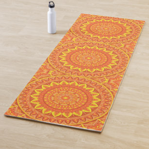 Orange Mandala Yoga Warm Pattern Boho Meditation Mat