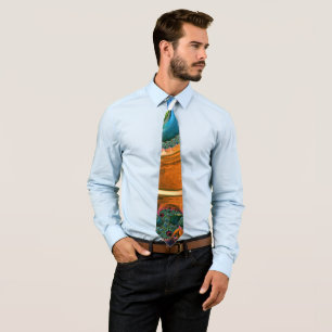 Orange Mandelbrot Swirls Neck Tie
