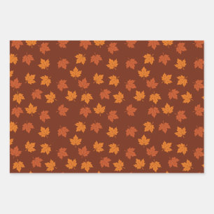 Orange Maple Leaf Autumn Seamless Pattern Wrapping Paper Sheet