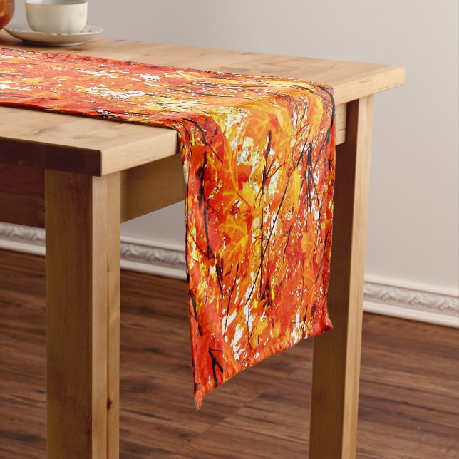 Orange Maple Leaves in Autumn Table Runner (In Situ)