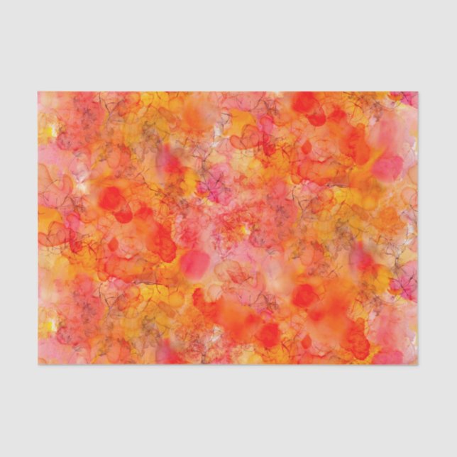 orange marble alcohol ink crafting tissue paper  (Front)