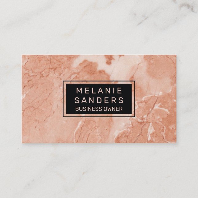 Orange Marble | Elegant Simple Business Card (Front)