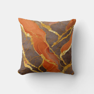 Orange Marble Pattern with Gold Cushion