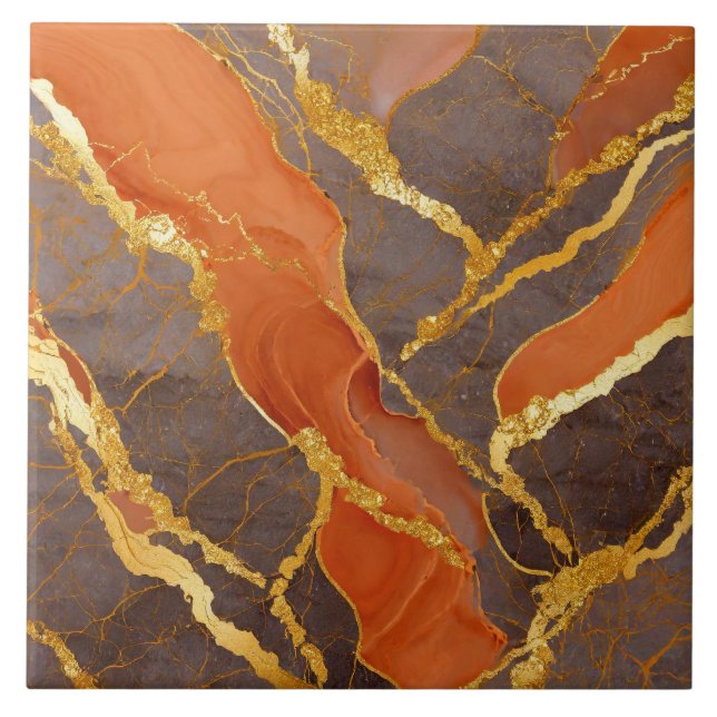 Orange Marble Pattern with Gold Tile (Front)