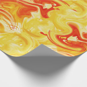 Orange marbled texture, rich ebru technique wrapping paper