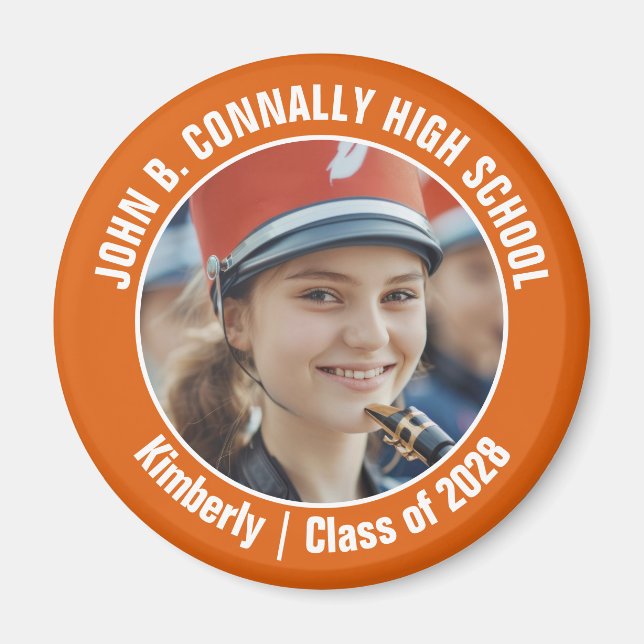 Orange Marching Band Photo High School Spirit Magnet (Front)