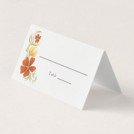 Orange & Marigold Bold Floral Wedding Place Card