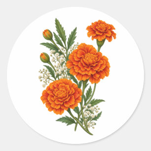 Orange Marigold Botanical Floral Sticker