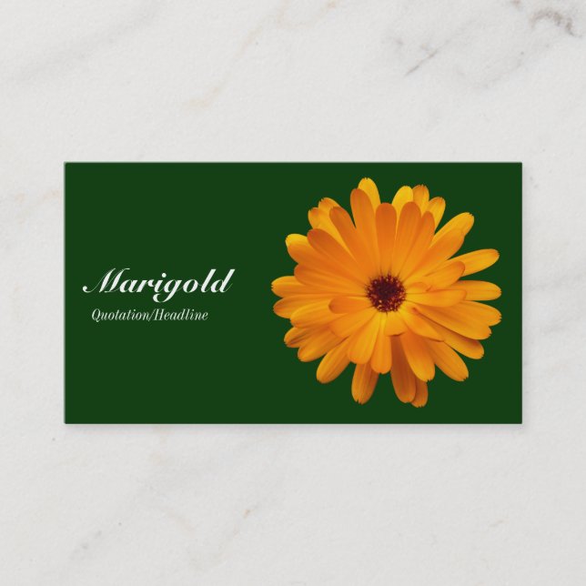 Orange Marigold- Dark Green 003300 Business Card (Front)