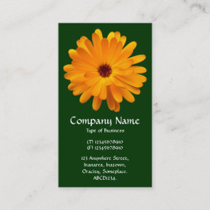 Orange Marigold - Dark Green Business Card