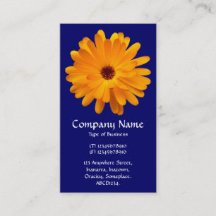 Orange Marigold - Deep Navy Blue Business Card