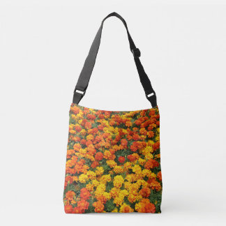 Orange marigold flowers crossbody bag
