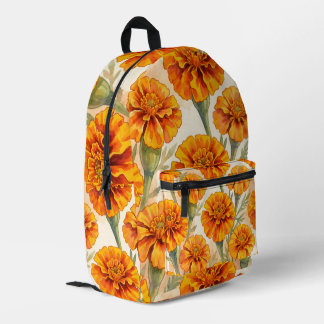 Orange marigold flowers pattern printed backpack
