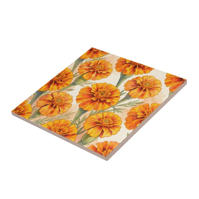 Orange marigold flowers pattern tile (Side)