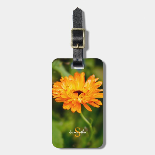 Orange Marigold Luggage tag (Front Vertical)