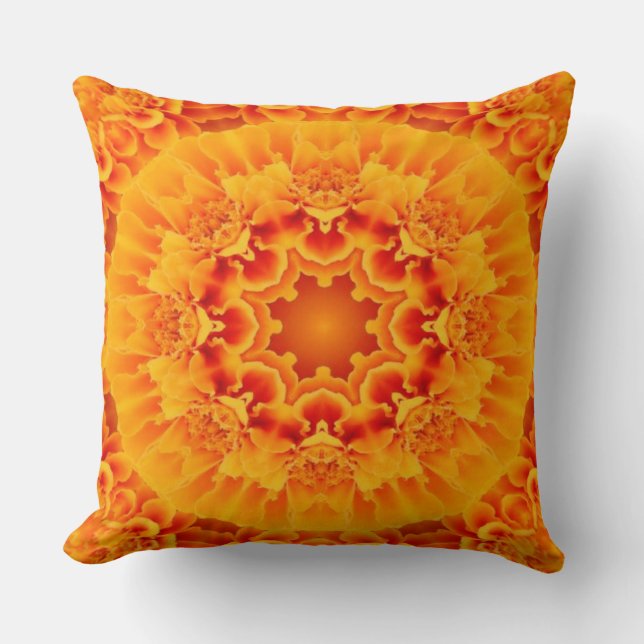 Orange Marigold Mandala Cushion (Front)
