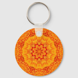 Orange Marigold Mandala key chain