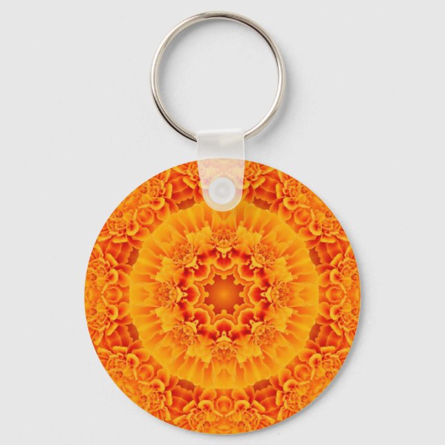 Orange Marigold Mandala key chain (Front)