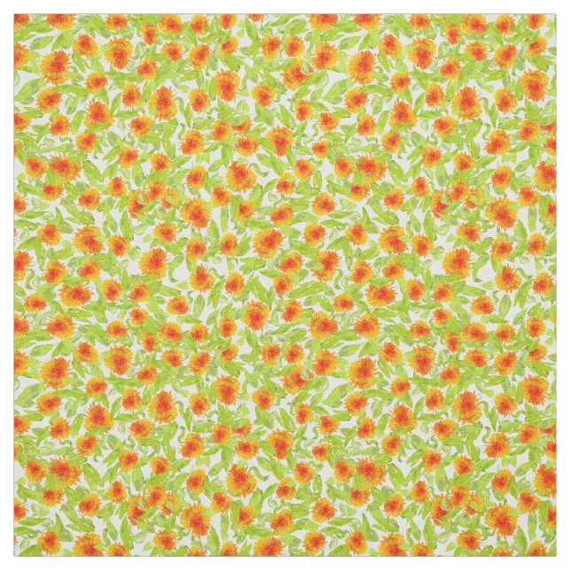 Orange Marigold Pattern on Pink Floral Fabric (Swatch)