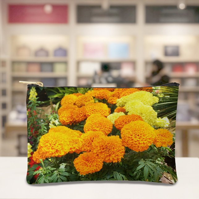 Orange Marigolds Pouch (Pouch with orange marigolds)