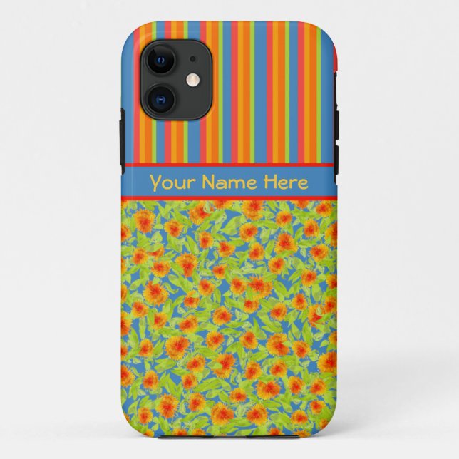 Orange Marigolds, Stripes iPhone 5/5s Case (Back)